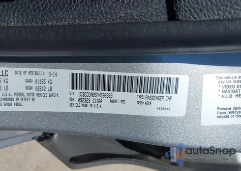 2015 Chrysler 200 Limited from USA, damaged, VIN 1C3CCCAB5FN596583